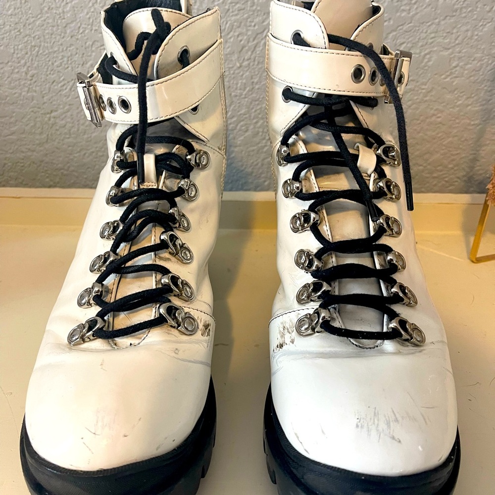 Chunky white Jeffrey Campbell boots